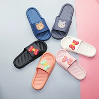 明芽 Домашние милые повседневные тапочки с бантиком для школьников и студентов, с медвежатами, антибактериальная пропитка