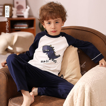 Boys pajamas childrens spring and autumn cotton long sleeves cartoon paneling versatile little boy autumn mid-child set housewear