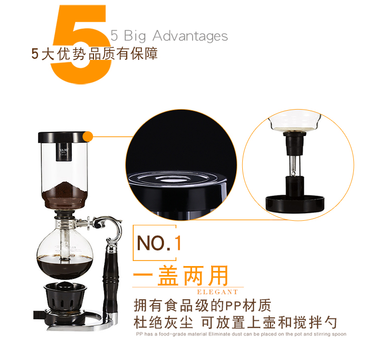 Yami YAMI siphon cà phê nồi nấu nhà siphon nồi đặt máy pha cà phê thủy tinh để gửi máy xay bình pha cafe mini