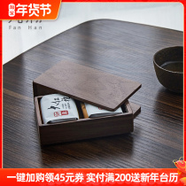 Van Han Japanese wooden tea box portable travel 2 brewed tea cans lettering custom small tea box