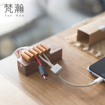 Fanhan solid wood desktop cable manager Cable clip Charging data cable Snap computer mouse mobile phone line storage box