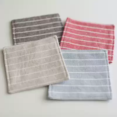 Wide striped ┊ natural time ┊ Japanese zakka 10cm cotton linen cotton sandwich double coaster original hand