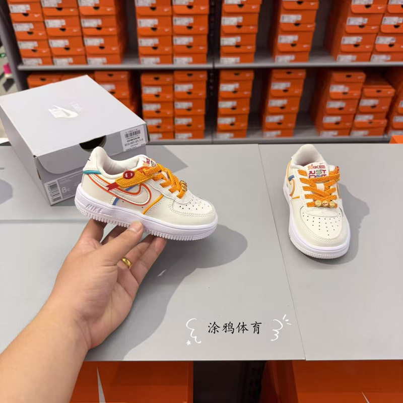 Authentic Nike Children's Velcro Af1 Air Force One Low-Top Sports Casual Sneakers for Boys and Girls
