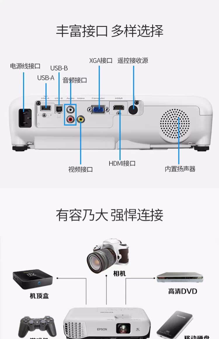 Epson Epson CB-X05 nâng cấp X04 máy chiếu văn phòng kinh doanh giáo dục máy chiếu HD không dây gia may chieu hd