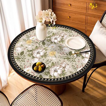 American round dining table mat anti-slip coffee table cloth waterproof oil-proof and anti-scalding pvc leather table cloth round table mat American round dining table mat anti-slip coffee table cloth waterproof oil-proof and anti-scalding pvc leather table cloth round table mat