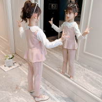 Girls autumn Net red suit 2021 spring and autumn clothes New Chinese fashion little girl small fragrant wind childrens clothes