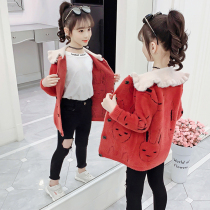  Girls  sweater jacket autumn 2021 new little girl doll collar spring and autumn western style knitted cardigan