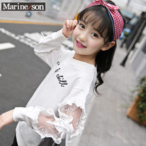  Girls  clothing autumn long-sleeved t-shirt 2021 new Korean version of the large and medium-sized children wear wild childrens tops bottoming shirt tide