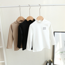 Bi entrance to childrens duvet semi-high collar bottom-shirt baby thickened mill interias lap-fall winter boy girl long sleeve T-shirt