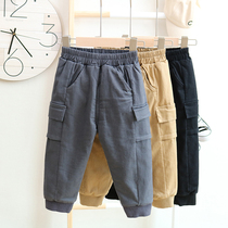 Child Clips Cotton Pants Kiddie Winter Style Boy Garnter Clothing Pants Thickened Cotton Pants Outside Wearing Baby Three Layers Warm Pants