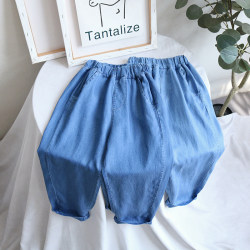 Children's anti -mosquito pants summer children thin boy girls girl loose pants, baby silk denim trousers, wearing tide