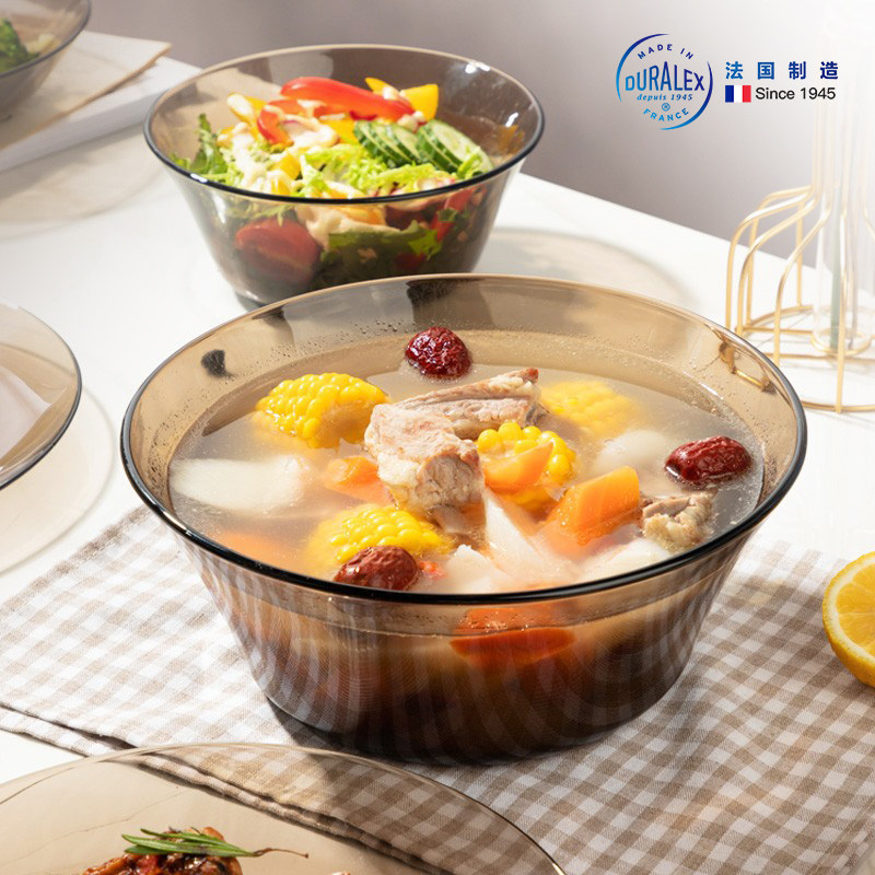 Large number salad bowl French import DURALEX Doles tempered glass European-style fruit basin soup bowl 2 2L