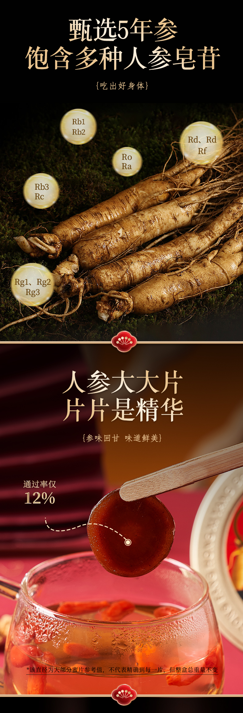 40年专注西洋参品牌  乐陶陶 长白山人参  即食鲜参切片 45g*2盒 图3