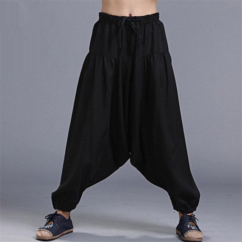 Ethnic style spring and autumn large size loose men's casual low-grade cross-pants flying squirrel pants dropped crotch Harlan wide-leg pants yoga pants