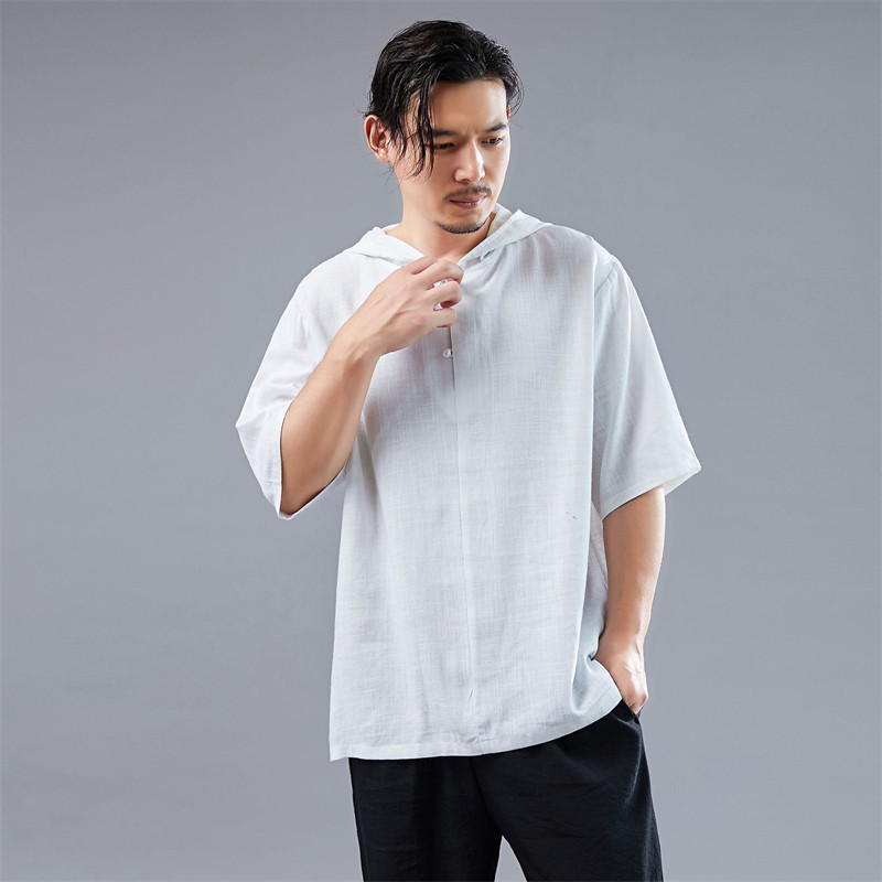 Summer New Products Three Closed Cap Short-sleeved Renaissance and Art T-shirt Head Leisure and Easy Pure Color V-collar Short Sleeves