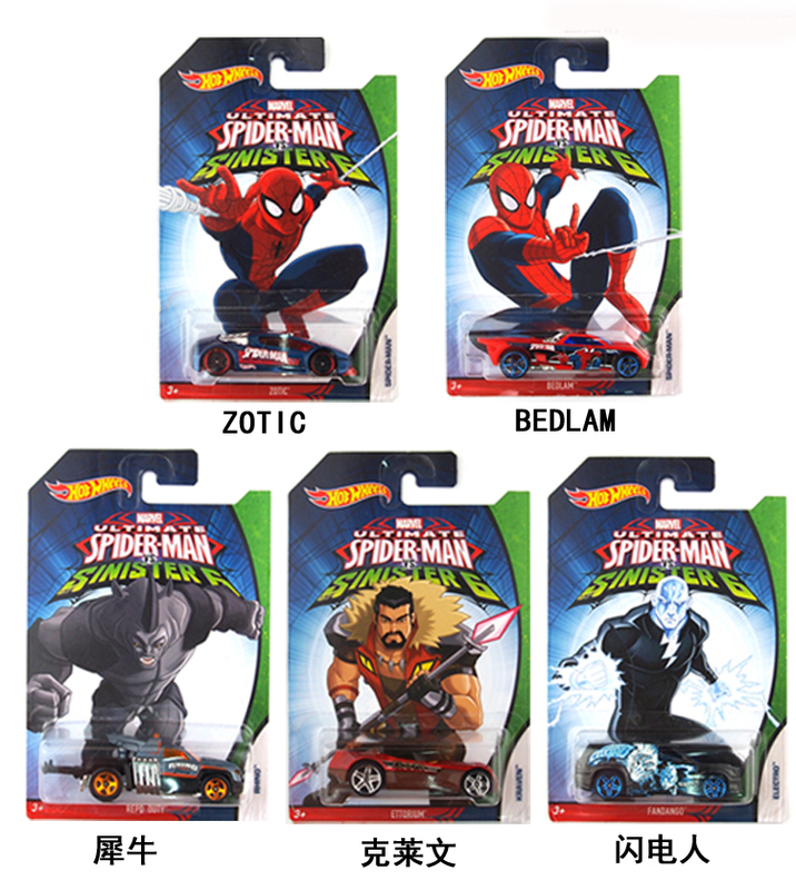 Hot Wheels Cmj79 Hot Little Sports Car Marvel Ultimate Spider-Man Car Boy's Sliding Toy Alloy Car
