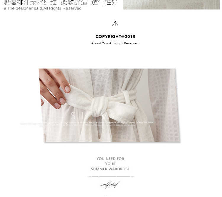 Áo choàng tắm nữ mùa hè khăn tắm khách sạn cặp vợ chồng bánh quế yukata mỏng thẩm mỹ viện thẩm mỹ gợi cảm áo ngủ nam dịch vụ nhà áo ngủ đẹp