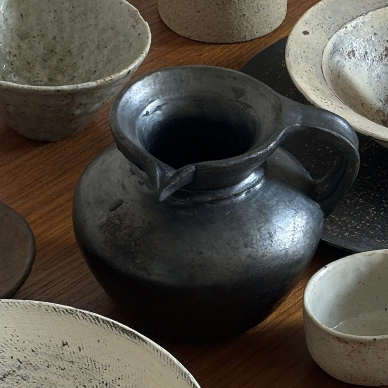 Several Black Pottery Handmade Traditional Small Teapots (Can Be Used over Open Flame) Vases and Decorative Pieces