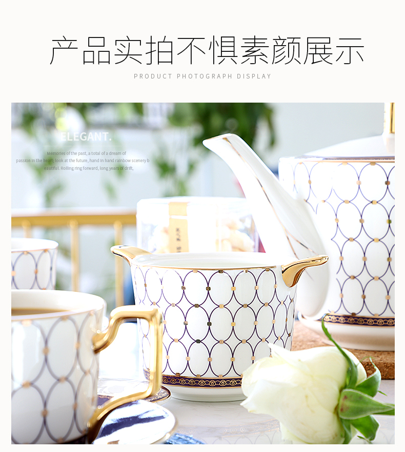 European style afternoon tea tea set suit English coffee cup gold plated ipads porcelain teapot home coffee set with a small key-2 luxury