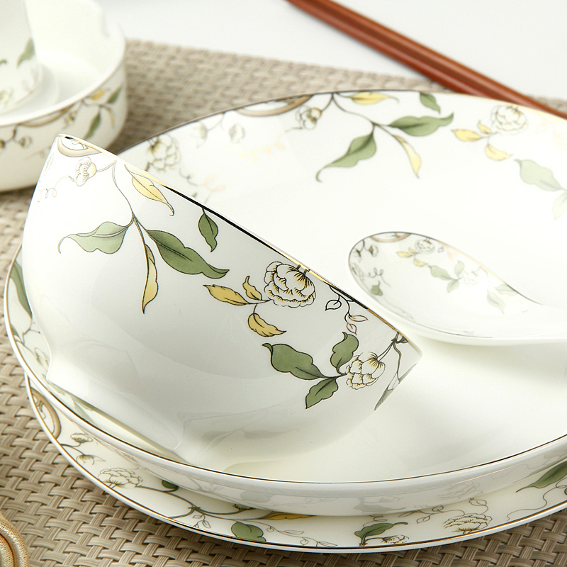 The dishes suit 50 heads of household tangshan ipads porcelain tableware suit to use suit Korean dishes suit ceramic dishes