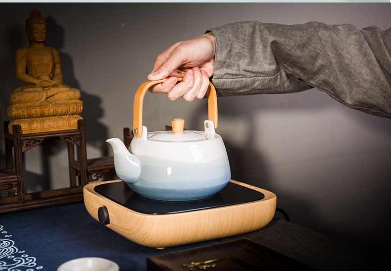 Rongshantang ấp ủ ba tầng bếp điện bằng gốm nồi trà ấm trà kích thước ấm đun nước gốm ấm đun nước nhà kung fu bộ - Trà sứ bo am tra