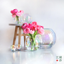 UK lsa Vase Rainbow Glass Living Room Small Ornament Transparent European Light Luxury Creative Premium Flower Decoration