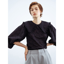 One Wei girl heart burst big lapel bubble sleeve doll shirt female retro lantern sleeve French gentle top