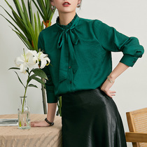 Yichu Mi Su retro French shirt womens detachable streamer Fifi collar long sleeve shirt bow top 2 colors