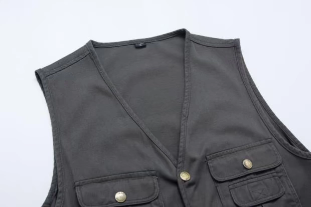 Vest trung niên cotton mùa xuân và mùa thu vest vai nam nhiều túi chụp ảnh cá nam vest vest cỡ lớn áo ba lỗ tập gym nam