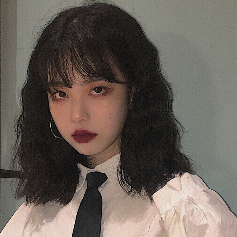 Wig women's long hair corn hot wool roll Net red instant noodles head lifelike natural girl short curly hair full head cover