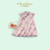 Ethnic style girls Chiffon dress~French A Knackfuss childrens summer dress Tang dress broken Citi robe skirt tide