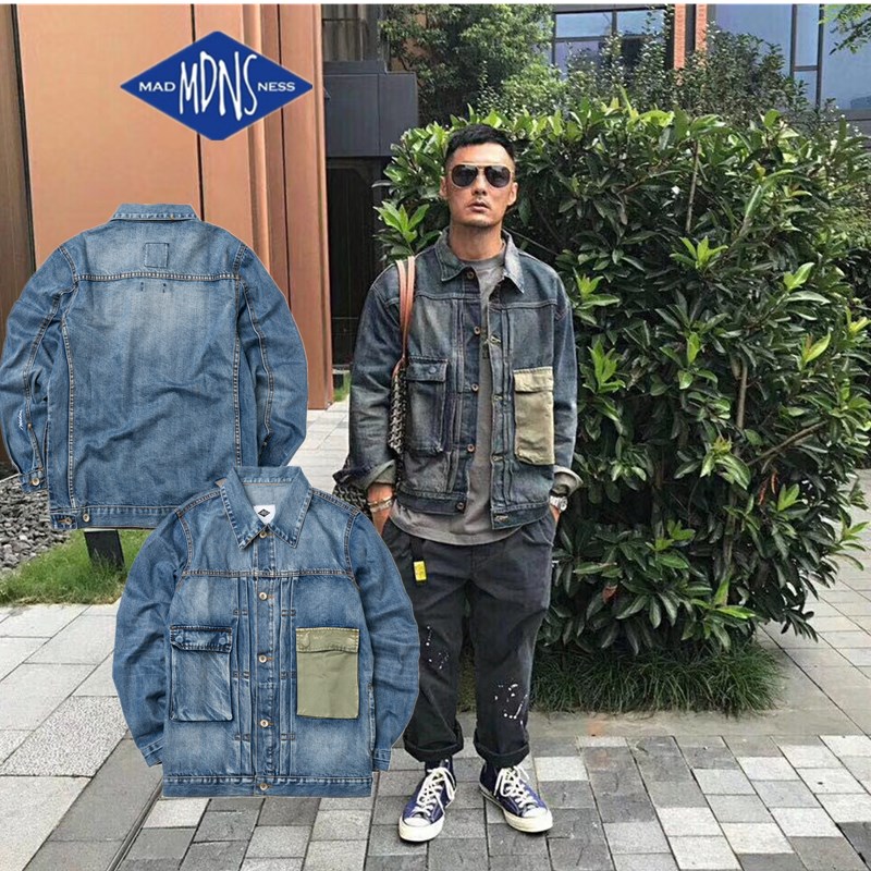 MADNESS washed frock jacket jacket jacket male Yu Wenle in the same style Chauded MDNS Leisure 100 lap Cowboy blouse