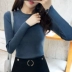 Áo len cổ tròn nữ dài tay mùa thu Slim ngắn mỏng mỏng hoang dã bó sát bó sát áo sơ mi áo len mỏng Đan Cardigan