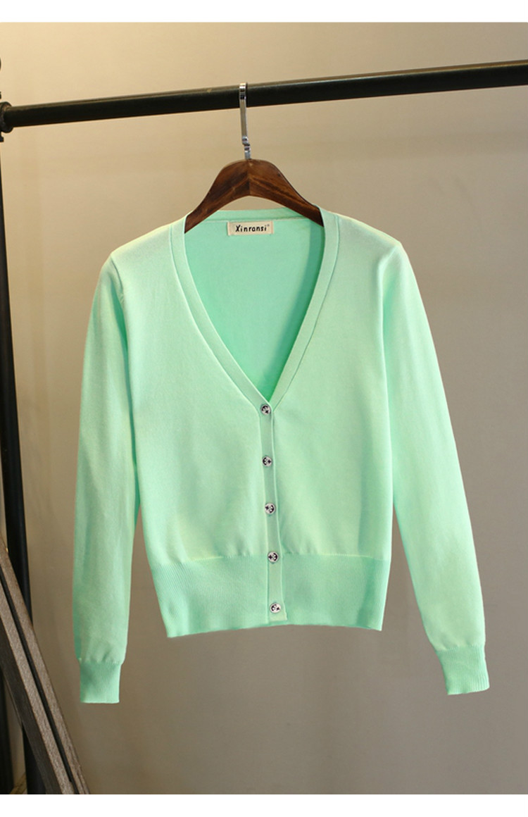 Mùa xuân và Mùa Thu Ice Silk Knit Cardigan của Phụ Nữ Dài Tay Áo Ngắn Bên Ngoài Áo Len Mỏng Slim V-Cổ Khăn Choàng Áo Khoác Điều Hòa Không Khí áo sơ mi áo kiểu nữ đẹp tuổi 35
