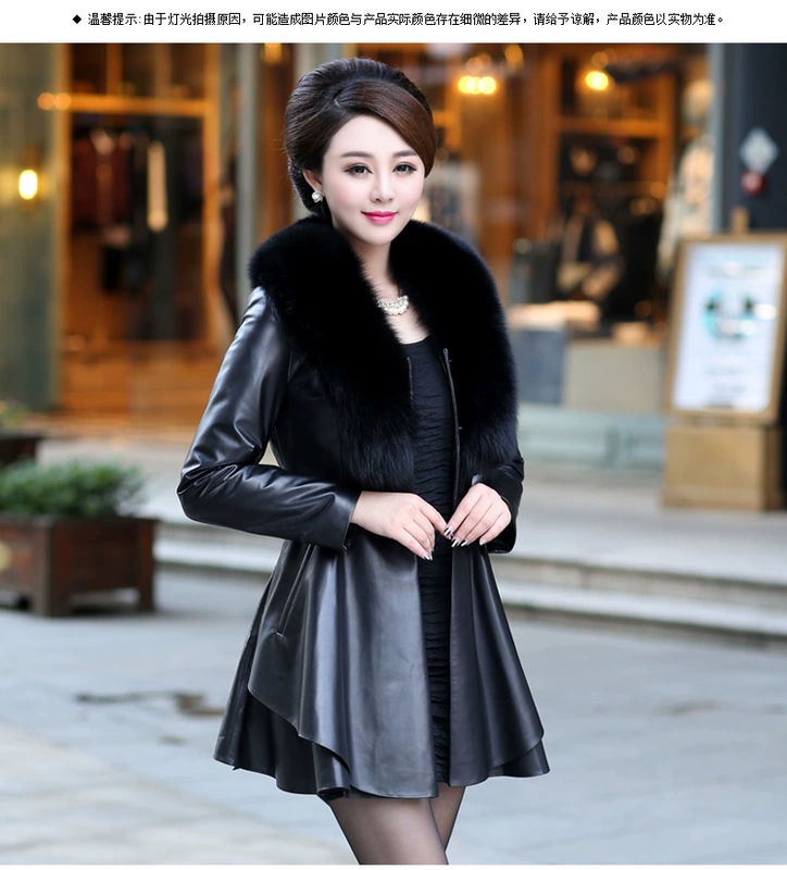 Mùa thu đông 2018 mới bằng da giả lông cáo lông cổ áo lông dài cộng với cotton Slim Hàn Quốc ưu đãi đặc biệt áo dạ lông cừu