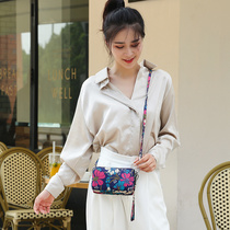 Simple fabric horizontal long wallet large mobile phone bag shoulder bag shoulder bag hand bag can hold 6 2 inches