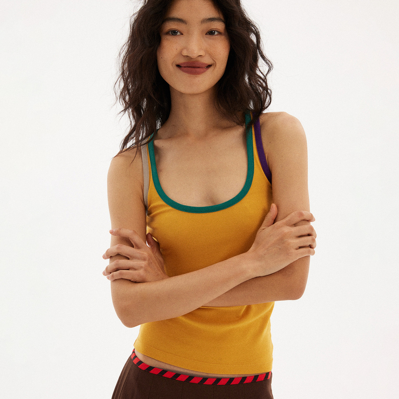 597C Original Orange Camisole, White-Enhancing Racerback Tank Top for Women, New Summer Product, Ultra-Thin, Cool, Slim-Fitting, Stretchy Base Layer