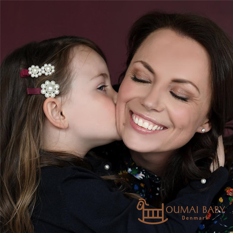 Denmark Milledeux children's handmade pearl hair clip baby princess multicolor bow hair card cartoon hair accessories