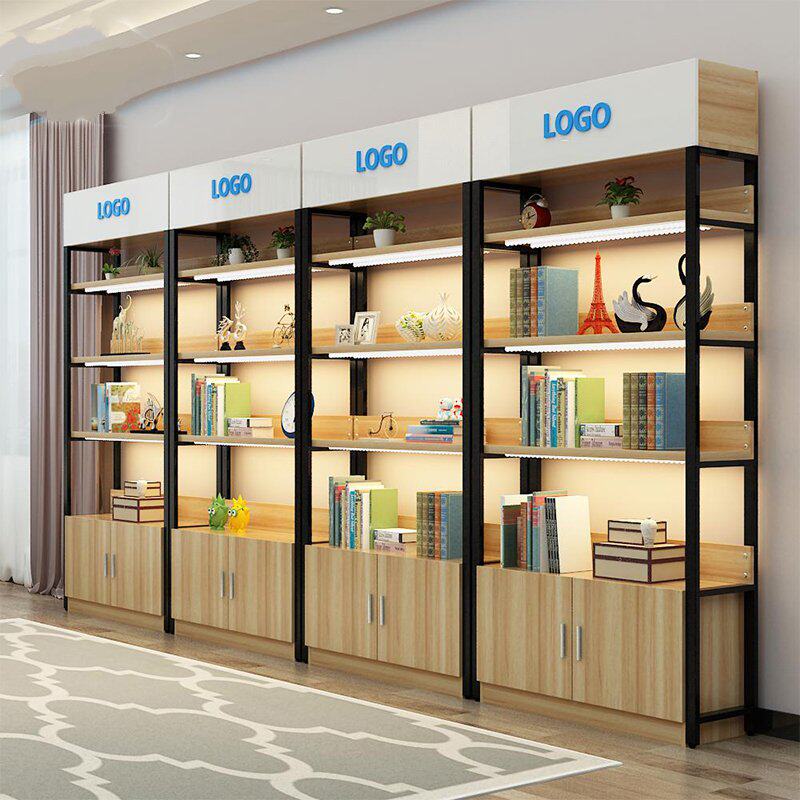 精品烤漆化妆品柜台彩妆展柜香水面膜洗护日用品展示柜含灯箱木制