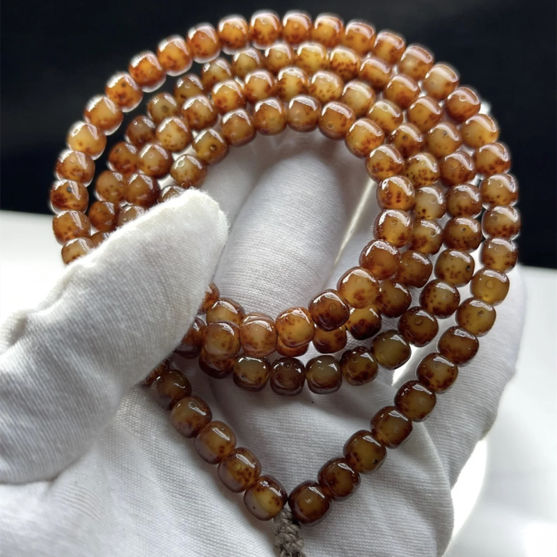 Graduated Grade Hainan Jade Seed Jelly Powder Skin Star-Moon Bodhi 108 Beads High-Polished Bucket-Style Handcrafted Bracelet Necklace for Men and Women