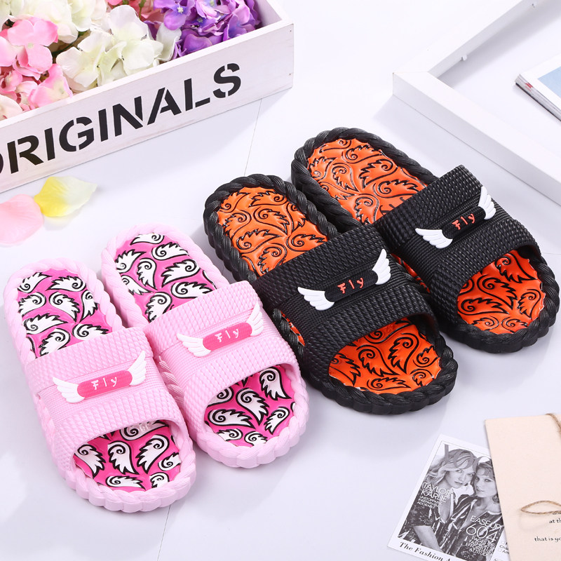 Small winged men's slippers male summer room anti-slip soft and comfortable and thick bottom line male girl cool slippers summer