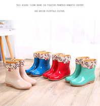 Autumn Winter Warm Rain Shoes Women Anti Slip Plus Suede Women Style Water Shoes Ladies Shoes Ladies Water Boots Sleeves Shoes Detachable Cotton Cover