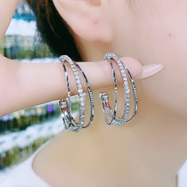 Inlaid drill Sansei III ear ring 2021 New wave small circle Earrings Superior Sense Silver Needle Circle Ear Accessories