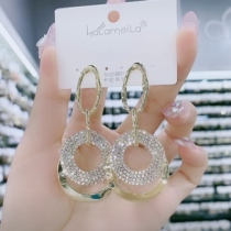 Star with the same s925 silver needle full diamond circle earrings female European and American net red personality exaggerated metal wind earrings earrings