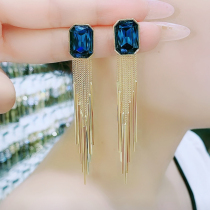 Crystal Stream su Earrings Temperament Superior Atmospheric Long style 2021 New tide pure silver needle Exaggerated Ear Accessories with a thin face