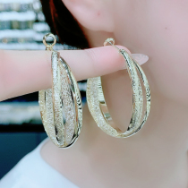 Metal Mesh Ear Rings 2021 New Tide Womens Temperament Circle Earrings Senior Feel Light Extravagant Silver Needle Circle Ear Accessories