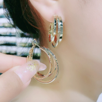 Three Sheng III Earrings 2021 New Wave Personality Small Circle Earrings Korea Temperament Net Red Silver Needle Ring Earrings