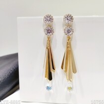 Liyin s925 silver needle Swarovski crystal long tassel earrings womens new fashion temperament modified face earrings