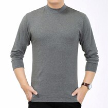 Mens pure cotton wool sweater collar semi-high collar autumn winter wire clothes underwear full cotton autumn clothes single piece for aged warm clothes