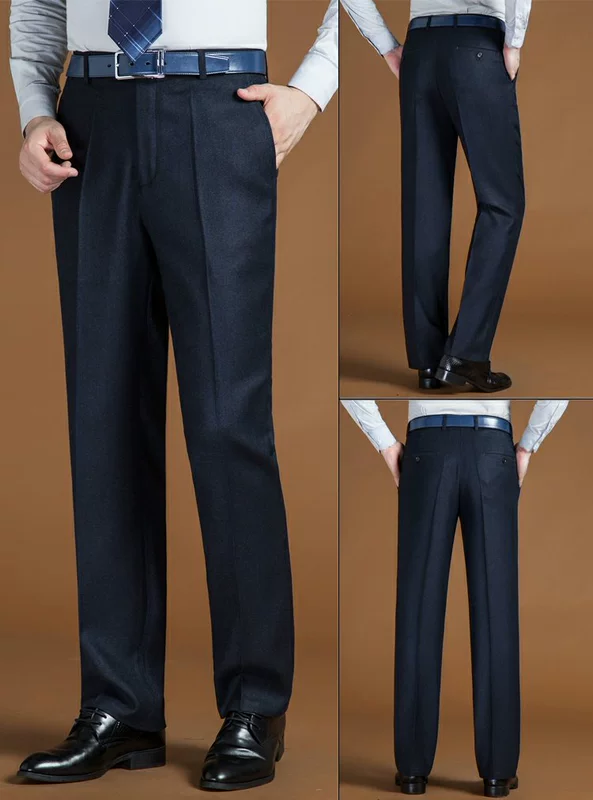 Pierre Cardin quần len nam trung niên quần cao eo lỏng lẻo phù hợp với quần cha dày quần quần âu trắng